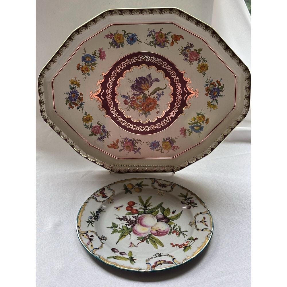 Daher Decorated Ware England Octagon Tulips Spring Flowers Metal Tray Jami Ray